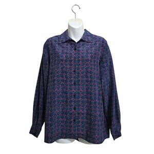 Pendleton Geometric Long Sleeve Casual Button Down Blouse Sz 10